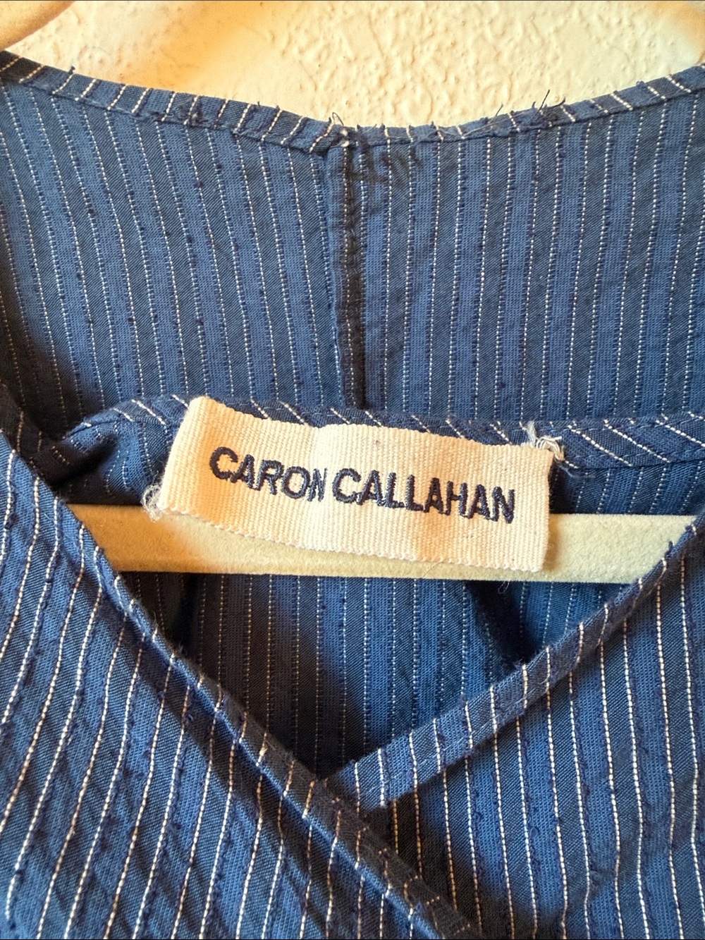 Caron Callahan Navy Stripe Wrap Maxi Dress - Picture 2 of 13